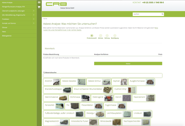 Analyse de la sélection de l'amiante dans les ateliers des clients de CRB